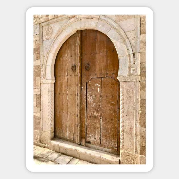 Beautiful authentic wooden door, Arabic style Sticker by Melissa Peltenburg Travel Photography